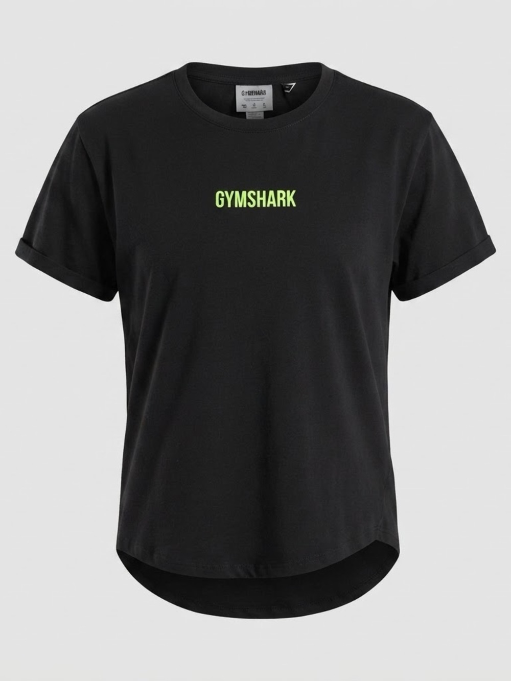 Gymshark Women’s Medium Black Oversized T-Shirt Neon Green Logo Cotton